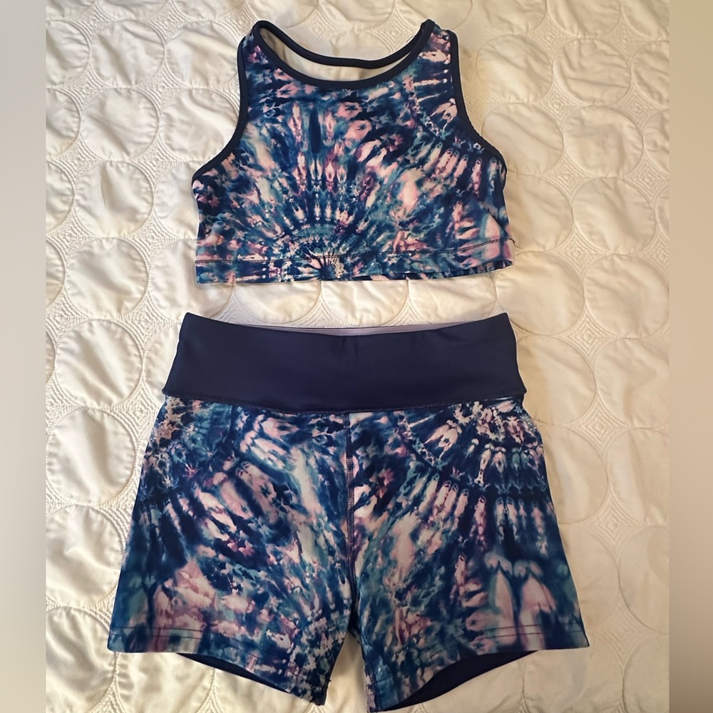 Justice Blue and Pink Tie-Dye Leggings Set